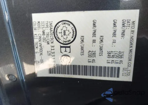 2012 Nissan Titan Pro-4X/S/Sl/Sv z USA, uszkodzony, nr VIN 1N6AA0EC9CN313315